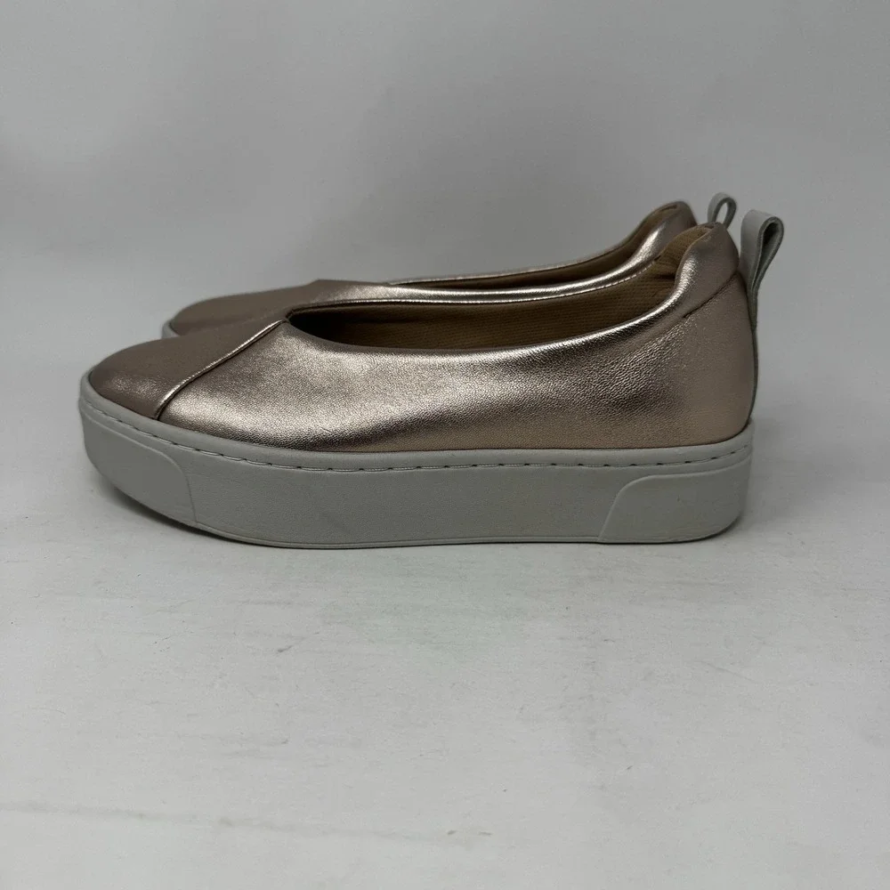Naked Feet Regime Platform Lightweight Leather Womens‎ Shoes 6.5 Gold Metallic